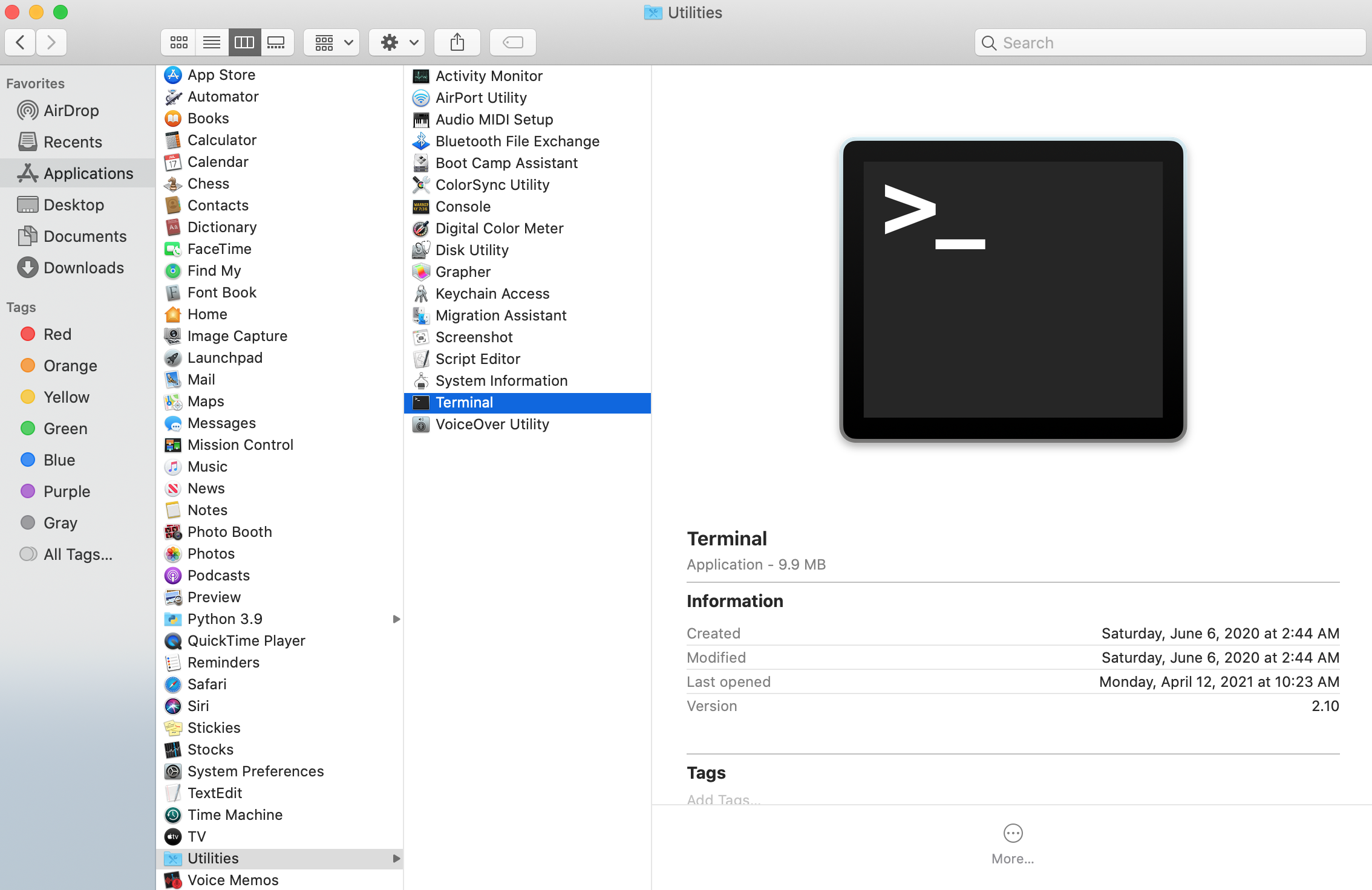 open new window on python for mac